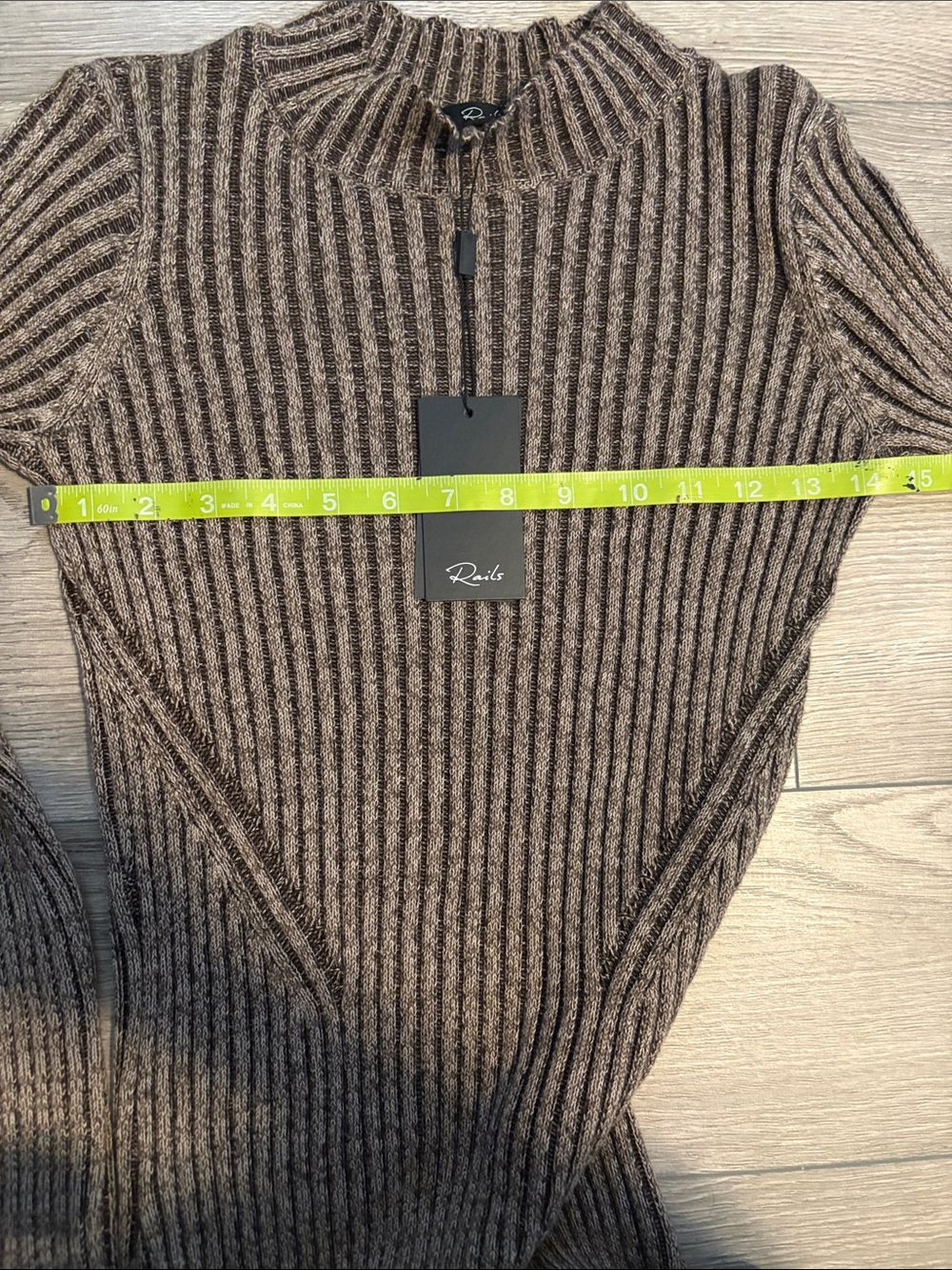 Rails Ribbed Long Sleeve Midi Dress - Taupe and Brown - Picture 13 of 16